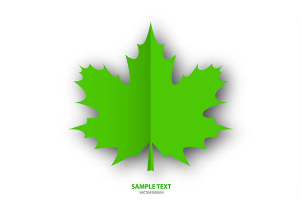 Оригами зеленый кленовый лист на белом фоне. Vector eps10 illustration - Векторная графика.