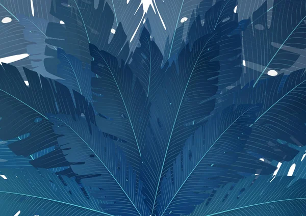 Samenstelling Van Exotische Palmbananenbladeren Een Witte Achtergrond Vector Zomer Illustratie — Stockvector