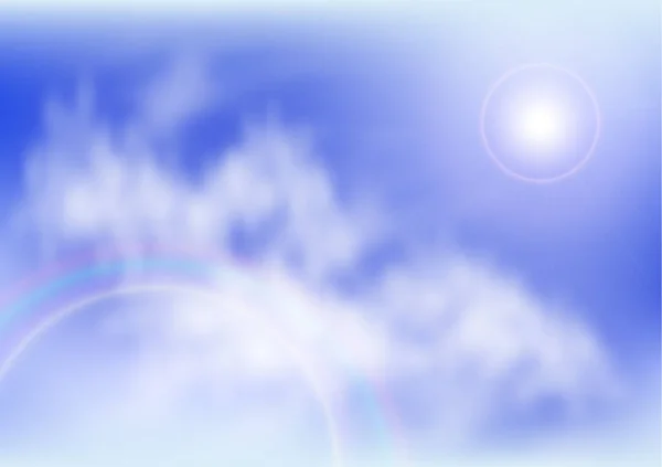 Modrá Obloha Nadýchané Mraky Slunce Vektorová Ilustrace Pro Váš Nový — Stockový vektor