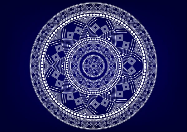 Vetor Fundo Azul Padrão Redondo Forma Uma Mandala Elementos Decorativos — Vetor de Stock