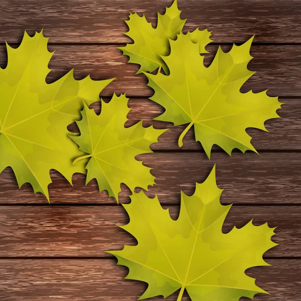Яркие Осенние Кленовые Листья Фоне Деревянных Досок Шаблон Баннера Рекламы — стоковый вектор