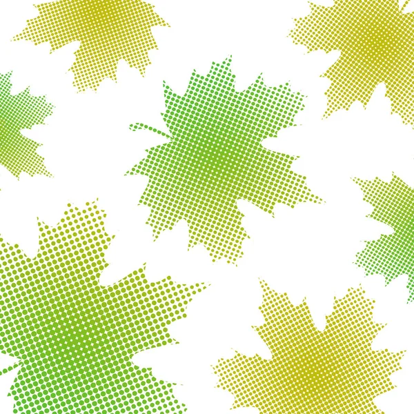 Bright Maple Daun Dari Kecil Halftone Lingkaran Pada Latar Belakang - Stok Vektor