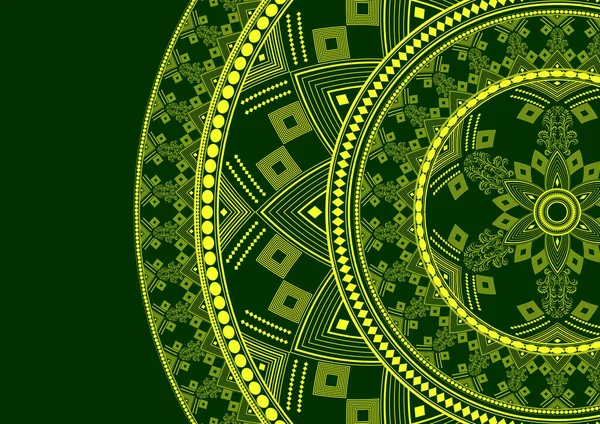 Fundo Verde Vetorial Padrão Redondo Forma Uma Mandala Elementos Decorativos —  Vetores de Stock