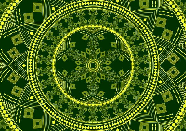 Vektor Grön Bakgrund Ett Runt Mönster Form Mandala Forntida Dekorativa — Stock vektor
