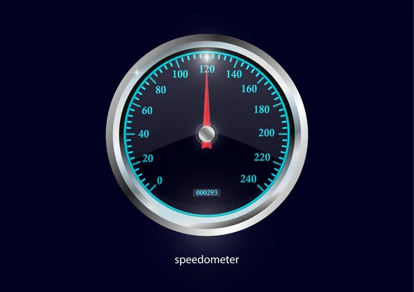 Compteur Vitesse Calibre Rond Noir Avec Cadre Chromé Indicateurs Vitesse — Image vectorielle
