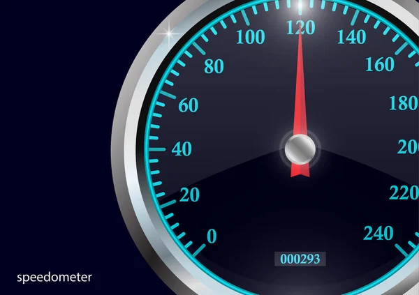 Hastighetsmätare Rund Svart Kaliber Med Kromram Ljusa Neonhastighetsmätare Vektor Illustration — Stock vektor