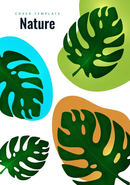 Tropické List Banner Pozadí Exotický Botanický Design Leták Moderním Prodejem — Stockový vektor