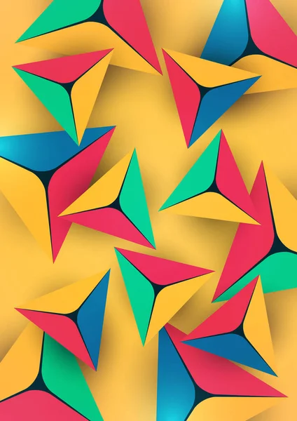 Abstrakter Bunter Hintergrund Mit Geometrischen Elementen Pyramiden Dreiecke Minimales Cover — Stockvektor