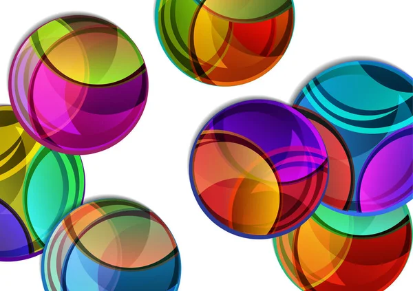 Illustration Vectorielle Créative Une Variété Cercles Multicolores Lumineux Avec Ombre — Image vectorielle