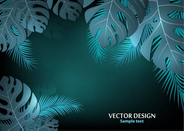 Векторный Фон Тропическими Листьями Пальмовыми Листьями Яркий Абстрактный Фон Баннера — стоковый вектор
