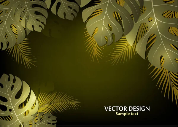 Векторный Фон Тропическими Листьями Пальмовыми Листьями Яркий Абстрактный Фон Баннера — стоковый вектор