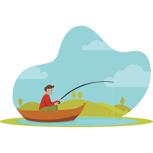 Teknede tek başına balık tutan bir adam.