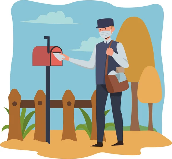 Postman Delivering Letter While Using Medical Mask — Stock Photo, Image