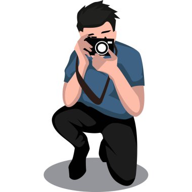 Fotoğrafçı adam pihoto çizimi yapıyor.
