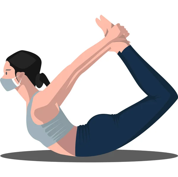 Woman Did Some Fitness Pose While Using Medical Mask Illustration — Stock Photo, Image