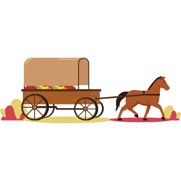 Horse Cart Moving While Holding Alot Harvested Crops — Stock Photo, Image