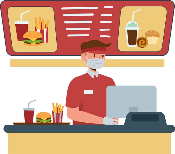 Fast Food Kassiererin Bei Arbeit Fast Food Kasse Weiter Mit — Stockfoto