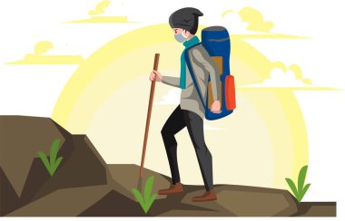 Dağcı bir dağa yalnız tırmanıyor.