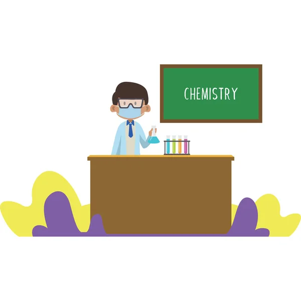 Студент Практикующий Химию Классе Химии — стоковое фото