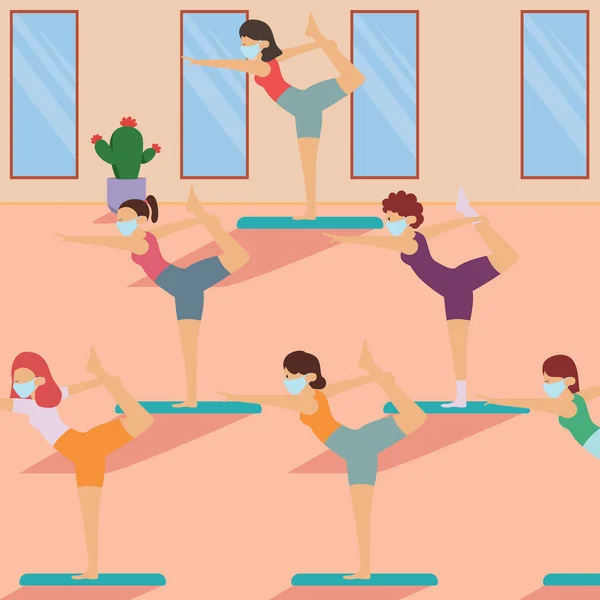Womans Keeping Distance While Doing Yoga Yoga Class — Stock Photo, Image