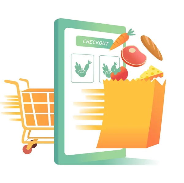 Illustration Online Groceries Shop Checkout — Stock Photo, Image
