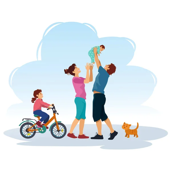 Illustration Happy Family Playing Together — Stock Photo, Image