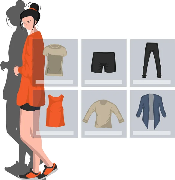 Illustration of online girls fashion shop products catalogue menu