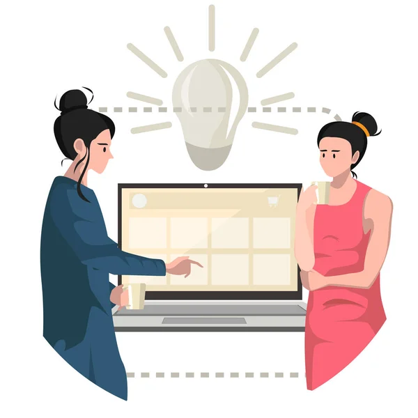 2 womans are searching idea together for their job illustration