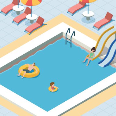 İnsanlar yüzme havuzunda tatillerinin tadını çıkarıyorlar.