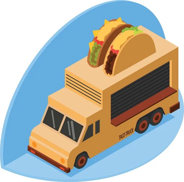 Illustration Eines Taco Lkw Mit Einer Taco Statue Als Symbol — Stockfoto