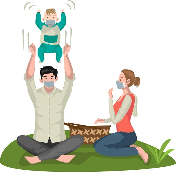 Parents Playing Baby While Picnic Park — Stock Photo, Image