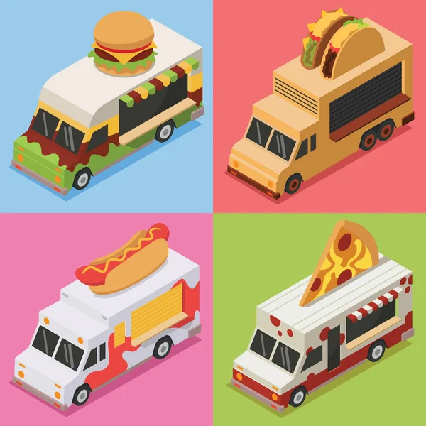 Foodtruck Isometrische Illustration Pack — Stockfoto