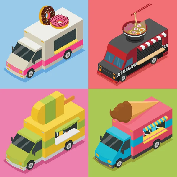 Food truck isometric illustration pack