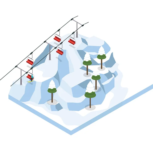 Illustration Des Isometrischen Skigebiets lizenzfreie Stockbilder