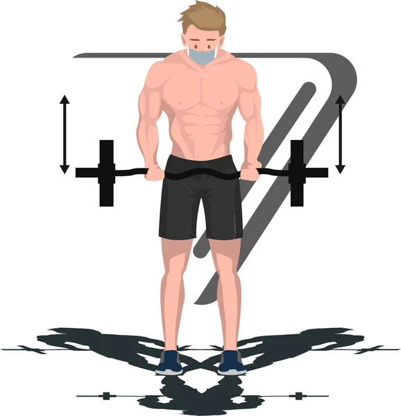 Mężczyzna Robi Domowe Fitness Przy Użyciu Ciężarów Ilustracji — Zdjęcie stockowe