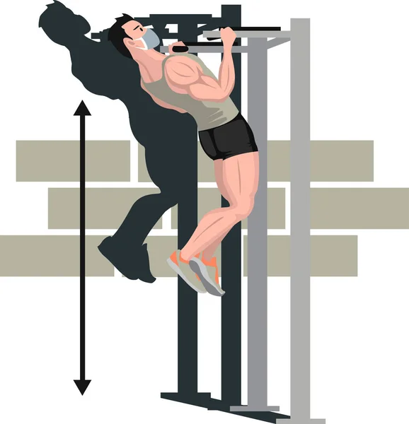 Uomo Che Home Fitness Utilizzando Pull Illustrazione — Foto Stock