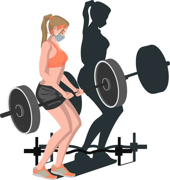 Uma Mulher Fazendo Fitness Usando Ilustração Levantamento Peso — Fotografia de Stock