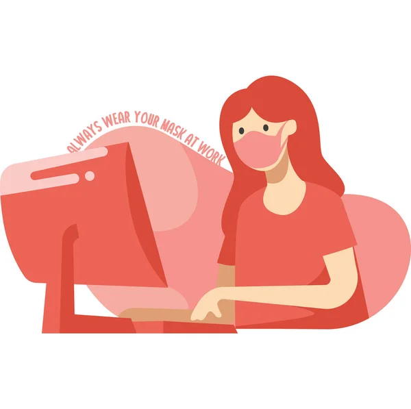 İllüstrasyon sırasında tıbbi maske kullanan bir kadın