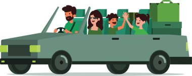 Aile arabayla gezintiye çıkıyor.
