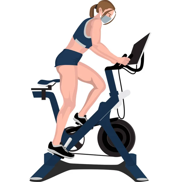 足の筋肉を作るためにジムで垂直自転車を使う女性 — ストック写真