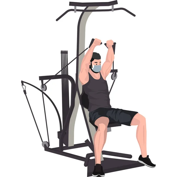Man Using Fitness Equipment Building His Chest Arm Muscles — Stock Photo, Image