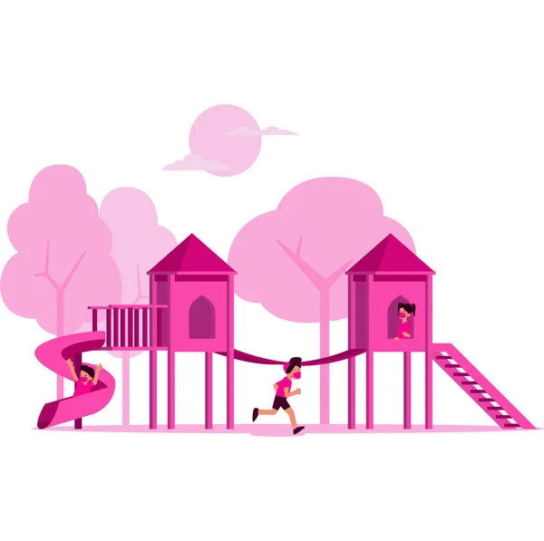 Çocuklar oyun sahasında birlikte oynuyorlar.