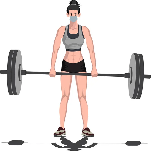 Woman Holding Barbell Building Her Hand Muscles Illustration — Stock Photo, Image