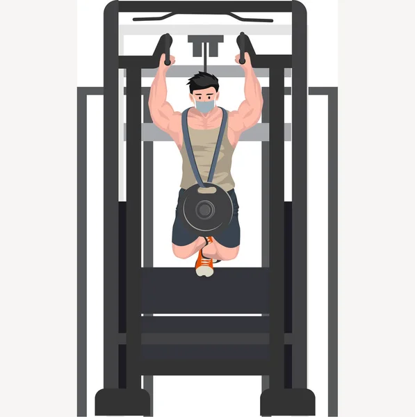 ジムのイラストで引き上げながら体重を持つ男 — ストック写真