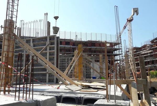 Baustelle Sommer Kran Und Gerüst — Stockfoto