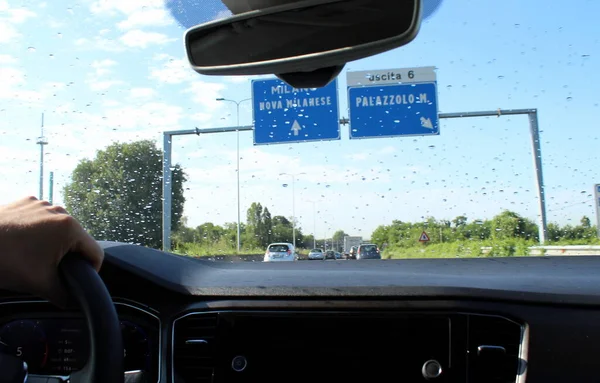 Dirigir Carro Estrada Verão Trânsito Turismo Negócios — Fotografia de Stock