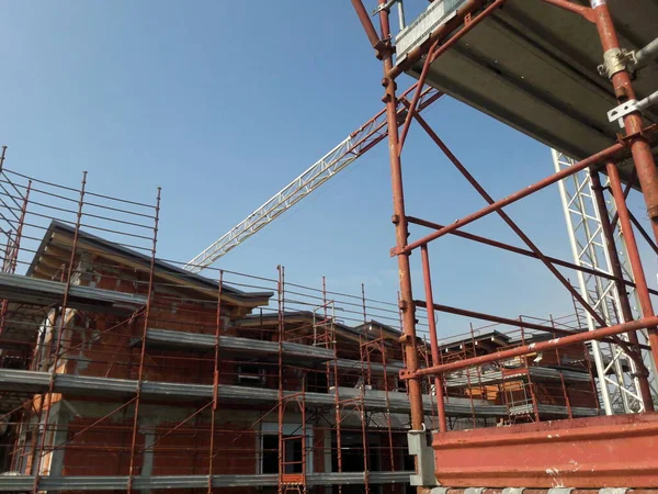 Arbeiten Auf Der Baustelle Herbst Für Den Bau Von Häusern — Stockfoto