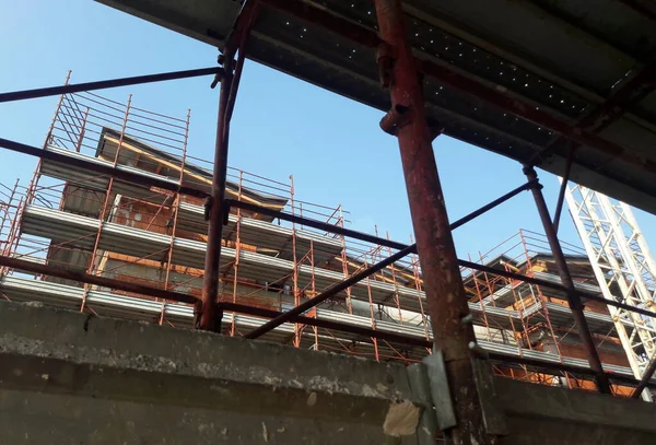 Work Progress Construction Site Crane Scaffolding — Stock Photo, Image
