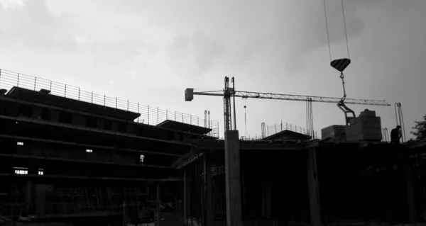 Pågående Arbeten Byggarbetsplatsen För Att Bygga Hus Och Kontor — Stockfoto