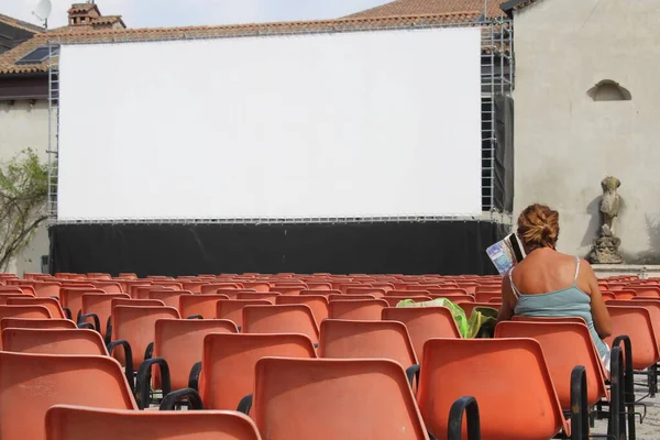 Outdoor cinema on a summer day